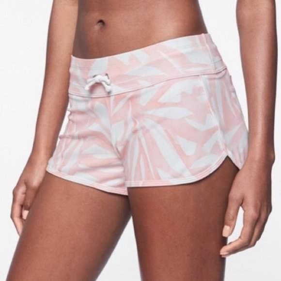 Athleta Other - Athleta Kata Swim Shorts Small S Pink White Tropical Floral Print Brief Liner